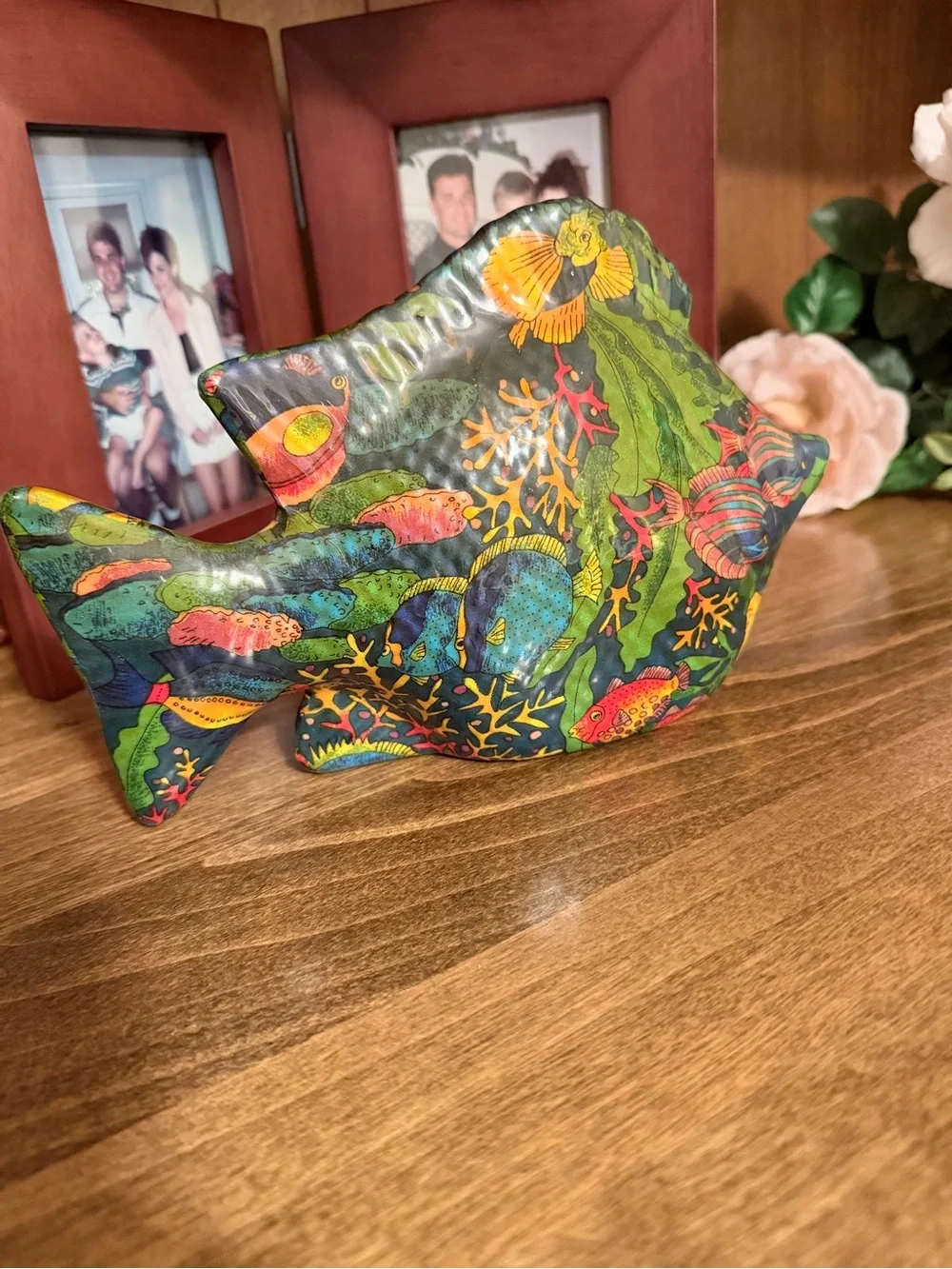 Vintage Tropical fish lacquered ceramic Fish Figurine